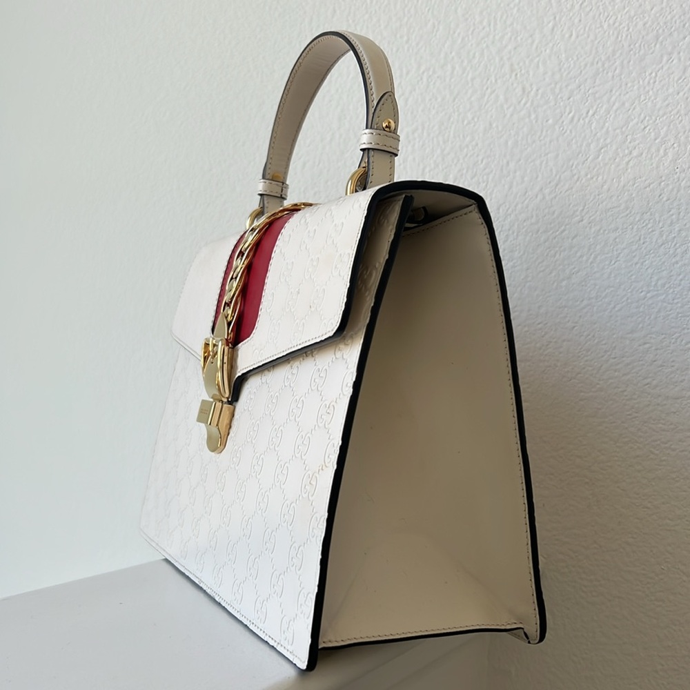 Gucci MM White and Red Leather Handbag - Picture 6 of 16